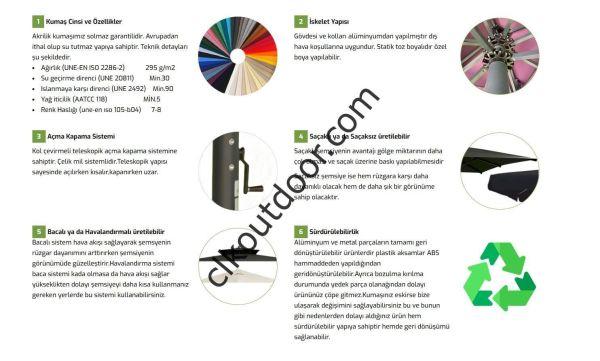 CLK 4x4 Metre Bacalı Mega Q60 Şemsiye Bahçe Cafe Havuz Otel Restorant Şemsiyeleri Krem - Flanş