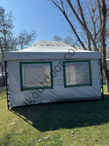 CLK 3x4,5 mt 40 mm İskelet Gazebo Portatif Kamp ve Karavan Çadırı Katlanabilir Tente Gri Saks Mavi