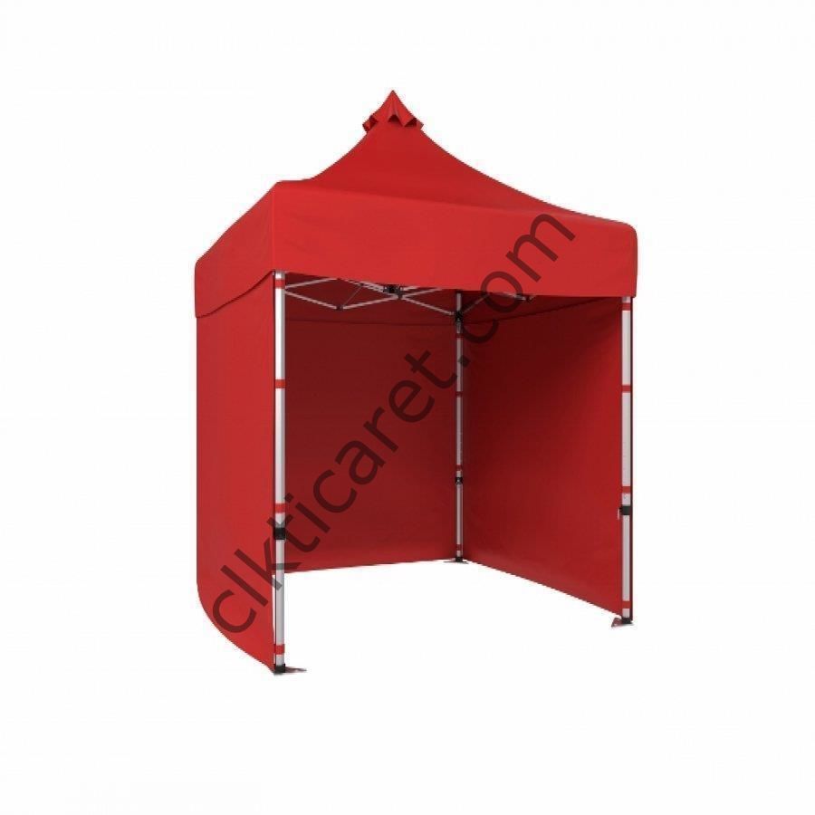CLK 2x2 Katlanabilir Tente Gazebo Portatif Çadır 3 Yan Kapalı Kırmızı