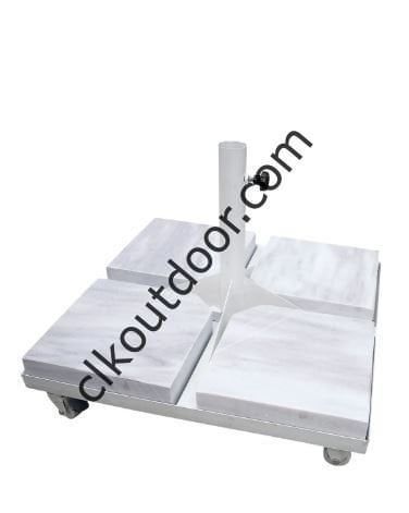 CLK 4x4 Metre Bacalı Mega Q60 Şemsiye Bahçe Cafe Havuz Otel Restorant Şemsiyeleri Siyah - Metal Hareketli Ayak 4 Mermerli (70x70cm 120 kg)