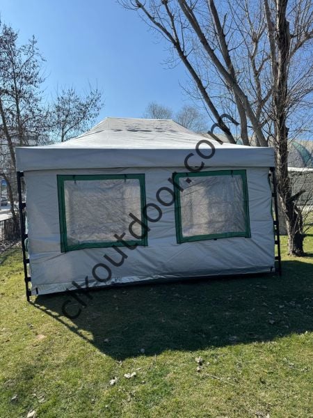 CLK 3x4,5 mt 30 mm İskelet Gazebo Portatif Kamp ve Karavan Çadırı Katlanabilir Tente Gri Açık Mavi (Turkuaz)