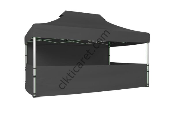 CLK 2,5x3,75 40 mm Katlanabilir Tente Gazebo Çadır Gazebo Çadır 1 Tam Duvar 3 Yarım Duvar Gri