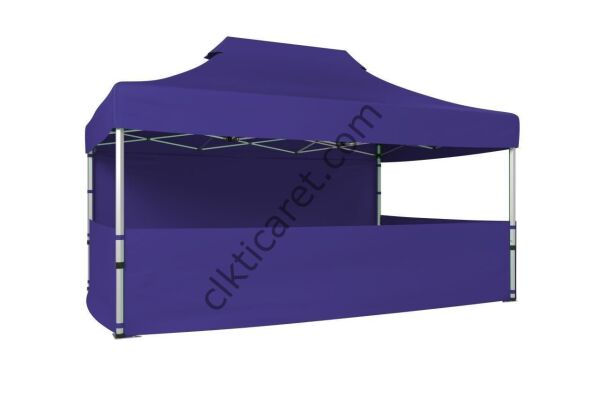 CLK 2,5x3,75 40 mm Katlanabilir Tente Gazebo Çadır Gazebo Çadır 1 Tam Duvar 3 Yarım Duvar Lacivert