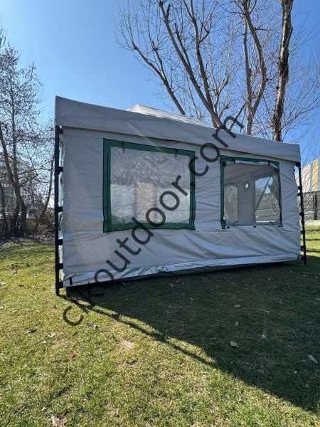 CLK 3x4,5 mt 30 mm İskelet Gazebo Portatif Kamp ve Karavan Çadırı Katlanabilir Tente Gri Gri