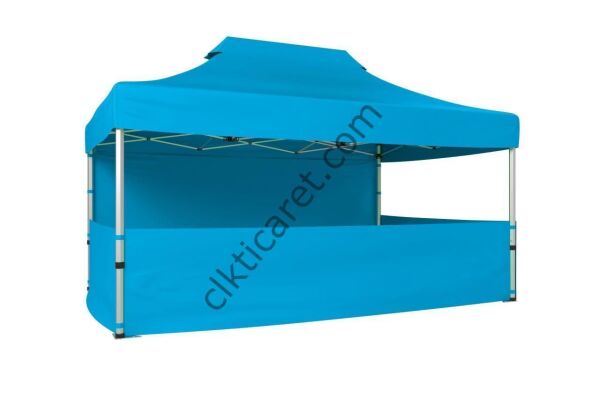 CLK 2,5x3,75 40 mm Katlanabilir Tente Gazebo Çadır Gazebo Çadır 1 Tam Duvar 3 Yarım Duvar Açık Mavi (Turkuaz)