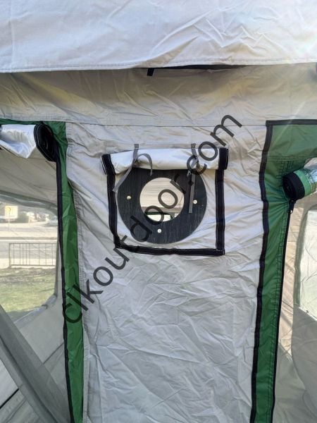 CLK 3x4,5 mt 30 mm İskelet Gazebo Portatif Kamp ve Karavan Çadırı Katlanabilir Tente Gri Benetton Yeşil