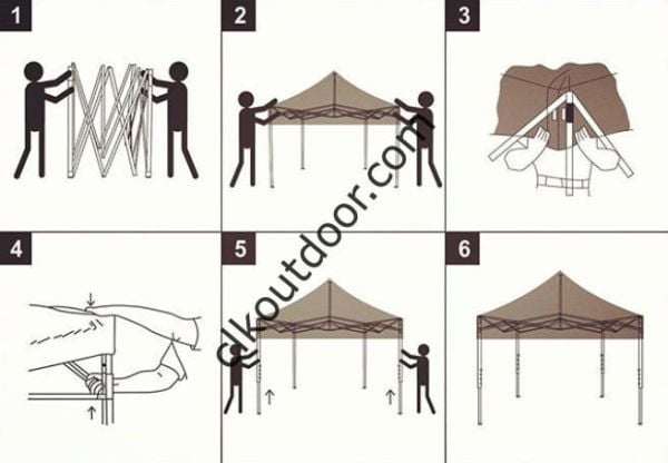 CLK 3x3 Metre Kısa Bagaj Boy 115 cm Katlanabilir Gazebo Çadır 2 Yan Perdeli Açık Gri