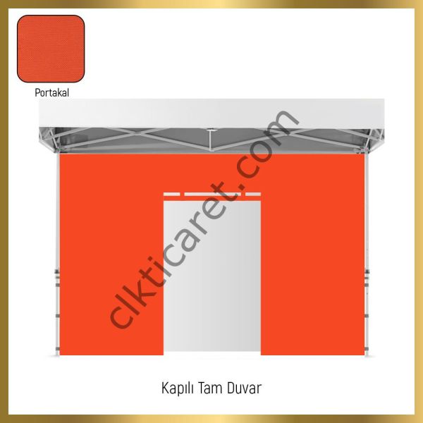 CLK 2x2 Katlanabilir Tente Gazebo Portatif Çadır 3 Yan Kapalı 1 Kapılı Turuncu