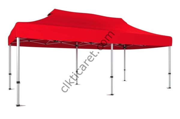 CLK 5x10 52mm Kalın Alüminyum Katlanabilir Tente Gazebo Çadır Gazebo Çadır Kırmızı