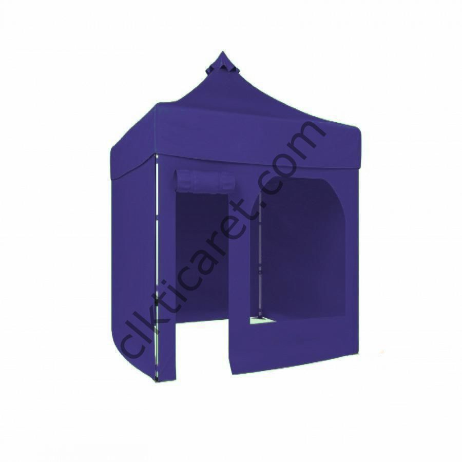 CLK 2x2 Katlanabilir Tente Gazebo Portatif Çadır 30 mm 3 Yan Kapalı 1 Yan Kapı ve Pencereli Lacivert