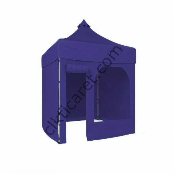 CLK 2x2 Katlanabilir Tente Gazebo Portatif Çadır 30 mm 3 Yan Kapalı 1 Yan Kapı ve Pencereli Lacivert