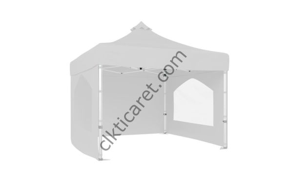 CLK 3x3 40mm Alüminyum Katlanabilir Tente Gazebo Çadır 3 Kenar Kapalı 2 Camlı Beyaz