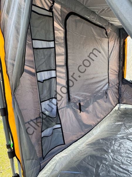CLK 3x3 Metre 30 mm Profil Yeni Nesil 2 Kapı 4 Sineklikli  Portatif Katlanır Portatif Gazebo Kamp Çadır Gri