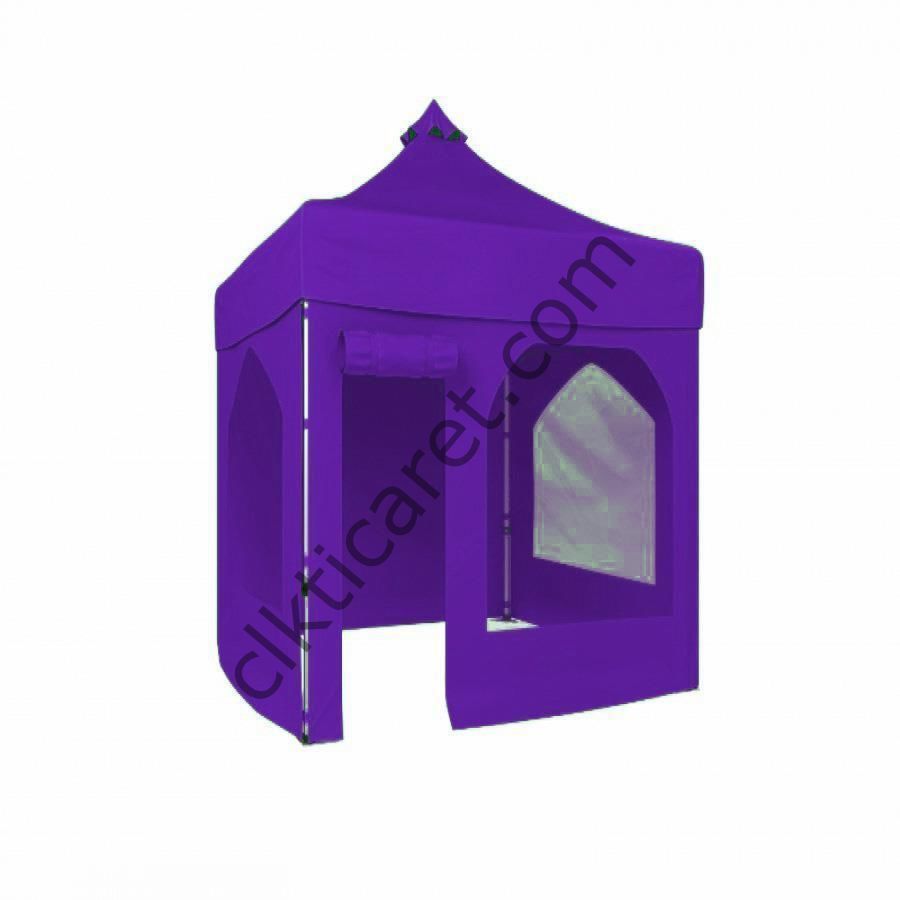 CLK 2x2 Katlanabilir Tente Gazebo Portatif Çadır 2 Yan Pencereli 1 Yan Aksesuarsız 1 Yan Kapı ve Pencereli Mor