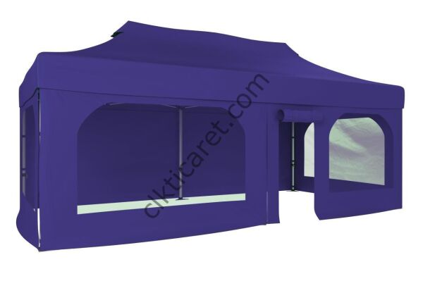 CLK 2,5x5 40 mm Katlanabilir Tente Gazebo Çadır Gazebo Çadır 2 Yan Pencereli 1 Yan Aksesuarsız 1 Yan Kapı ve Pencereli Lacivert
