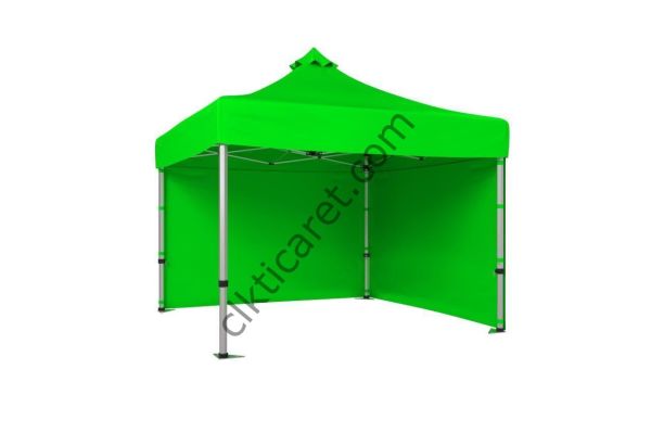 CLK 3x3 40mm Alüminyum Katlanabilir Tente Gazebo Çadır 2 Kenar Kapalı Açık Yeşil