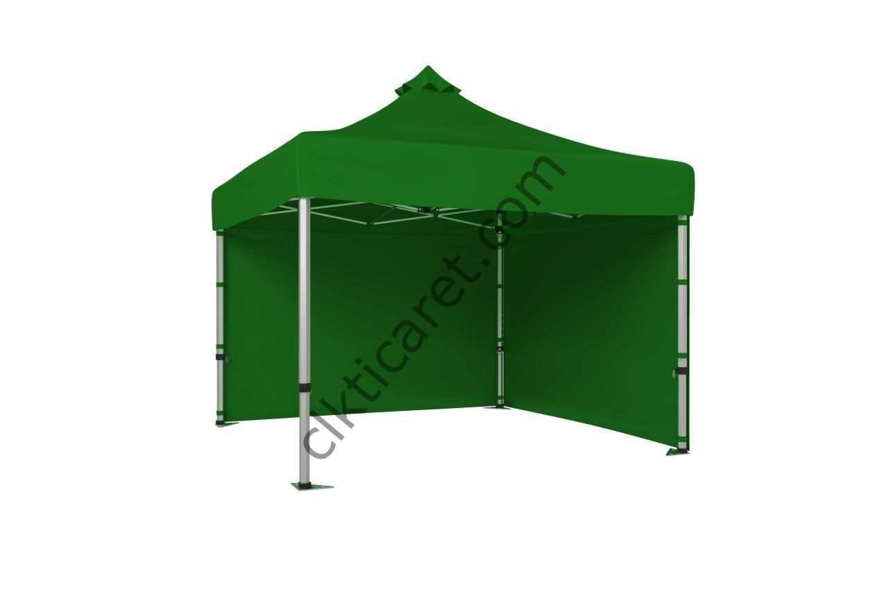 CLK 3x3 40mm Alüminyum Katlanabilir Tente Gazebo Çadır 2 Kenar Kapalı Benetton Yeşil