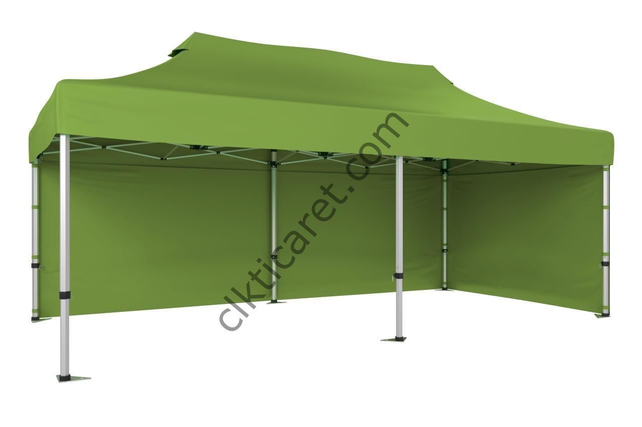 CLK 2,5x5 40 mm Katlanabilir Tente Gazebo Çadır Gazebo Çadır 2 Yan Kapalı Haki Askeri Yeşil