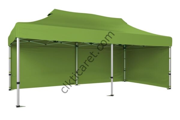 CLK 2,5x5 40 mm Katlanabilir Tente Gazebo Çadır Gazebo Çadır 2 Yan Kapalı Haki Askeri Yeşil