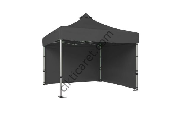 CLK 3x3 40mm Alüminyum Katlanabilir Tente Gazebo Çadır 2 Kenar Kapalı Gri