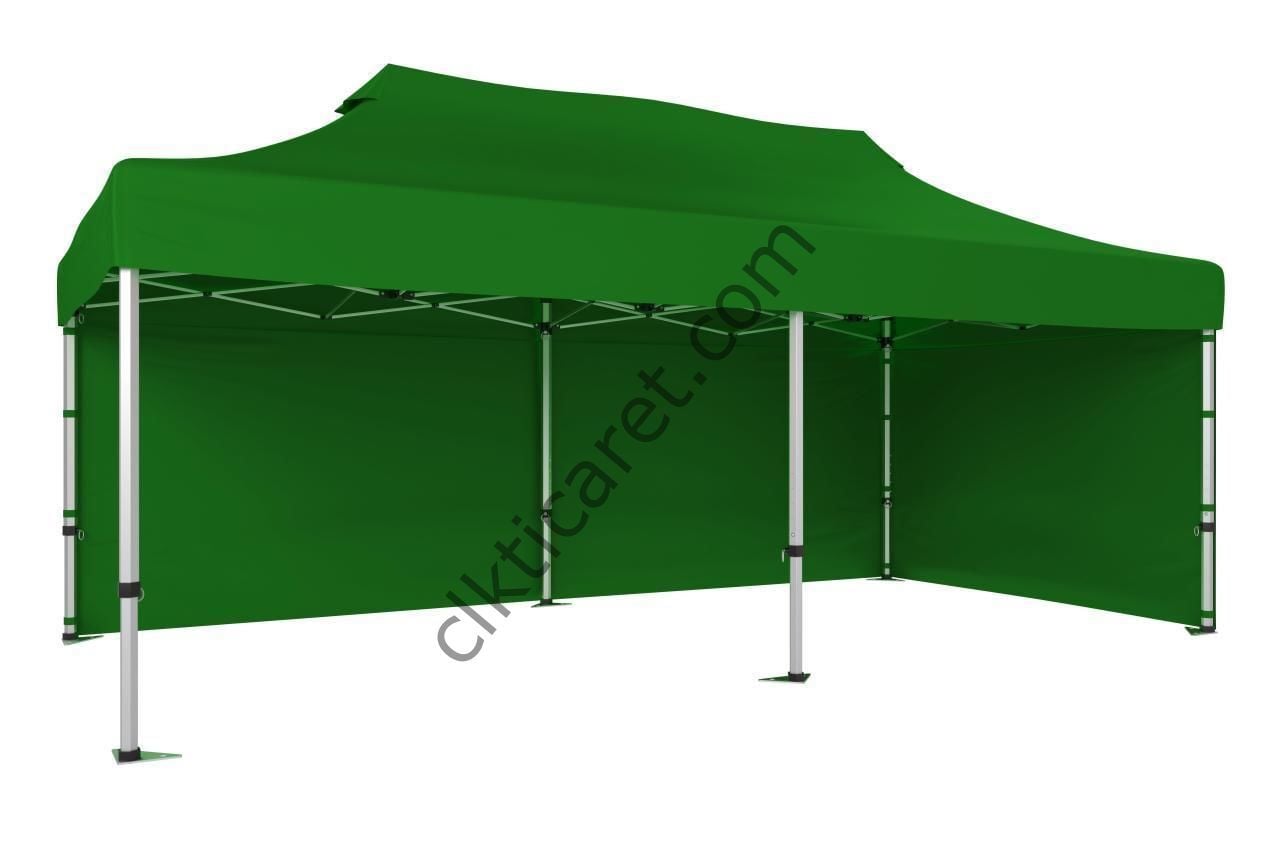 CLK 2,5x5 40 mm Katlanabilir Tente Gazebo Çadır Gazebo Çadır 2 Yan Kapalı Benetton Yeşil