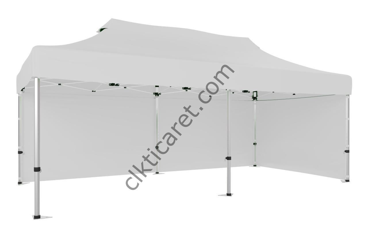 CLK 2,5x5 40 mm Katlanabilir Tente Gazebo Çadır Gazebo Çadır 2 Yan Kapalı Beyaz
