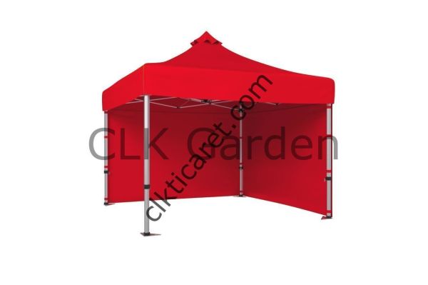 CLK 3x3 40mm Alüminyum Katlanabilir Tente Gazebo Çadır 2 Kenar Kapalı Kırmızı