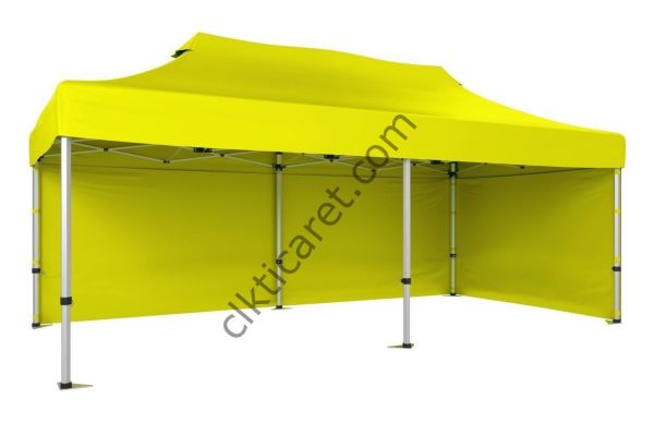 CLK 5x10 52mm Kalın Alüminyum Katlanabilir Tente Gazebo Çadır 2 Kenar Kapalı Sarı