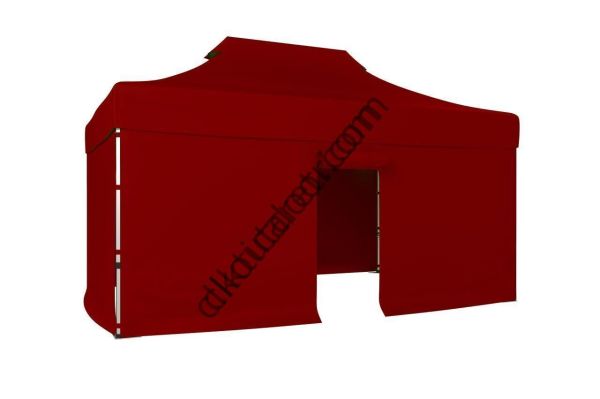 CLK 4x6 40 mm Katlanabilir Tente Gazebo Çadır Gazebo Çadır 3 Yan Kapalı 1 Kapılı Bordo