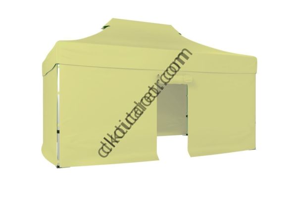CLK 4x6 40 mm Katlanabilir Tente Gazebo Çadır Gazebo Çadır 3 Yan Kapalı 1 Kapılı Krem