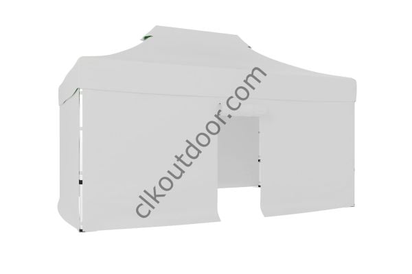 CLK 4x6 40 mm Katlanabilir Tente Gazebo Çadır Gazebo Çadır 3 Yan Kapalı 1 Kapılı Beyaz
