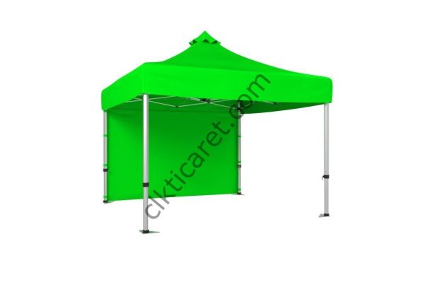 CLK 3x3 40mm Alüminyum Katlanabilir Tente Gazebo Çadır 1 Kenar Kapalı Açık Yeşil