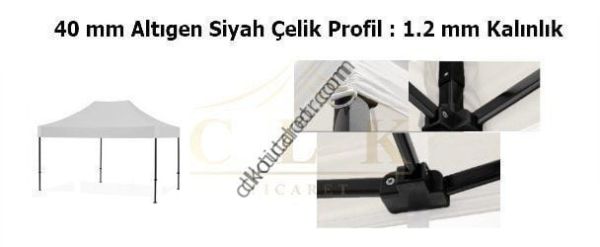 CLK 4x6 40 mm Katlanabilir Tente Portatif Gazebo Çadır Açık Mavi (Turkuaz)