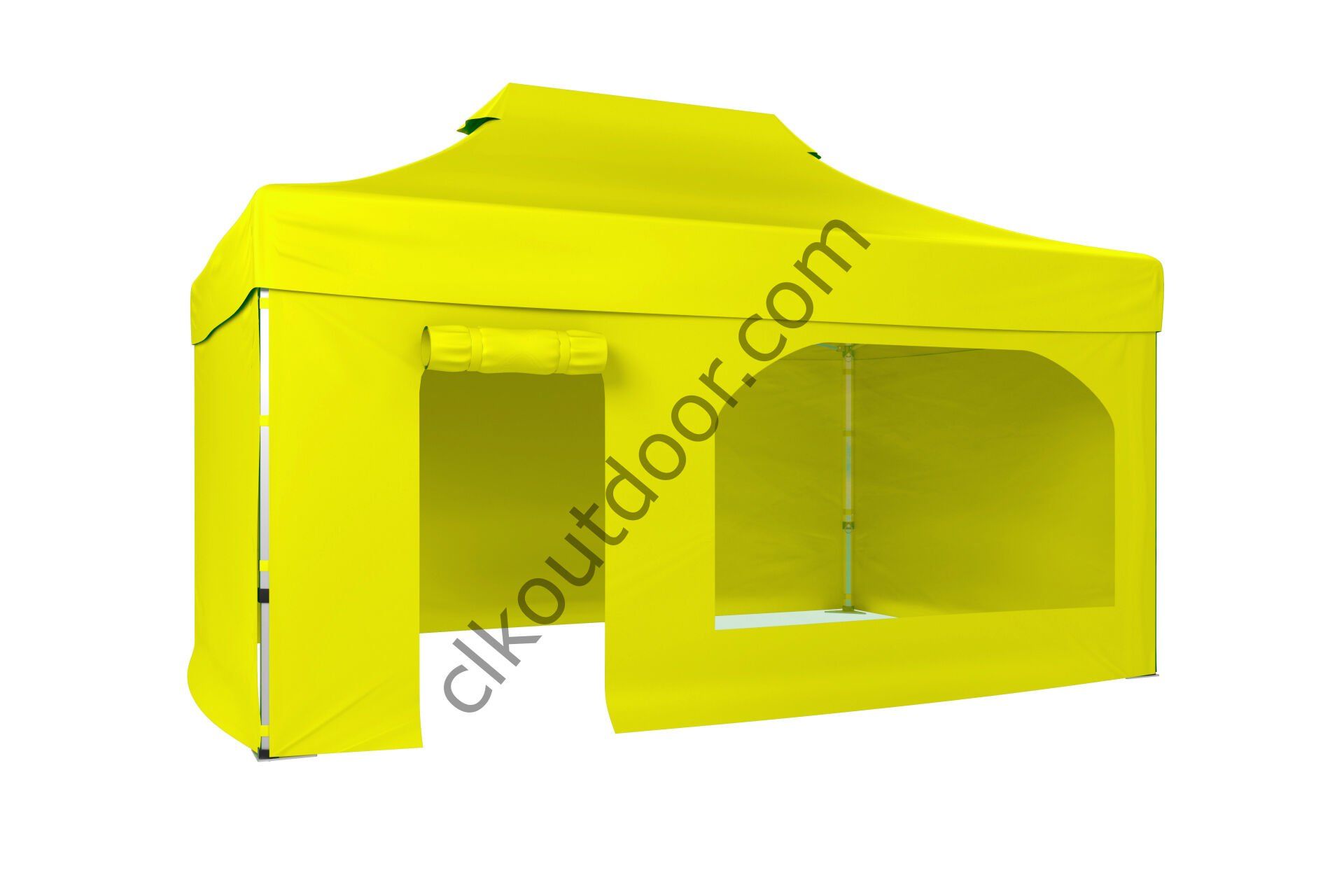 CLK 4x6 40 mm Katlanabilir Tente Gazebo Çadır Gazebo Çadır 3 Yan Kapalı 1 Yan Kapı ve Pencereli Sarı