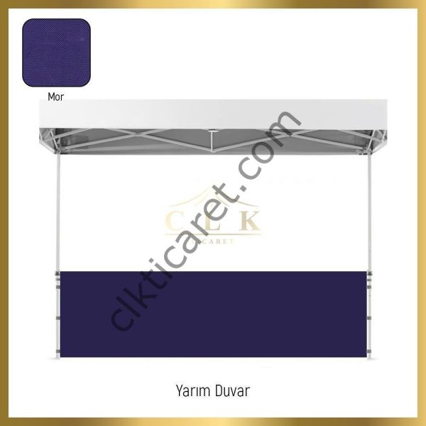 CLK 3x6 52mm Kalın Alüminyum Katlanabilir Tente Gazebo Çadır 1 Tam Duvar 2 Yarım Duvar Açık Mavi (Turkuaz)
