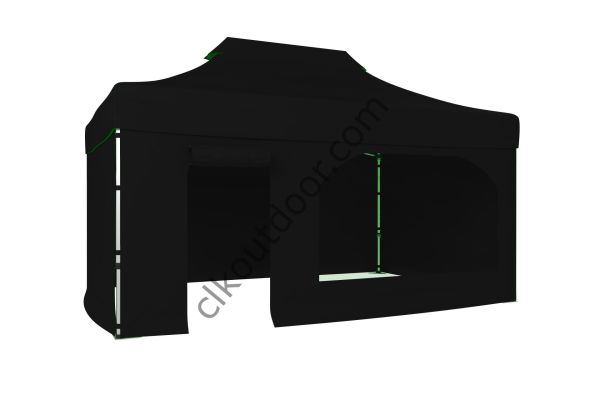 CLK 4x6 40 mm Katlanabilir Tente Gazebo Çadır Gazebo Çadır 3 Yan Kapalı 1 Yan Kapı ve Pencereli Siyah