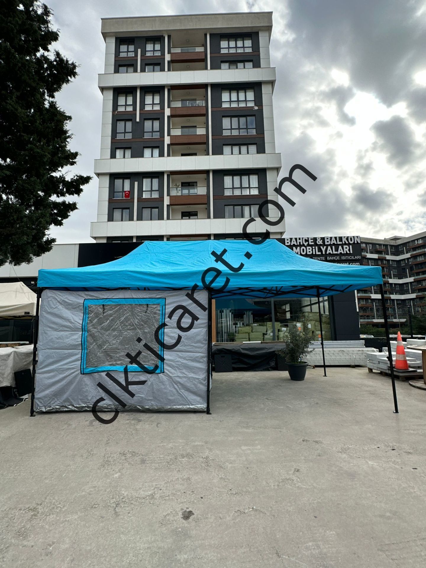 CLK 3x6 Verendalı 40 mm Profil Katlanır Portatif Gazebo Kamp Çadır Açık Gri Açık Gri