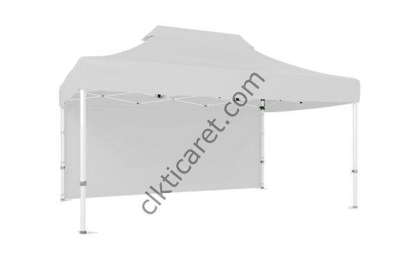 CLK 3x4,5 40mm Alüminyum Katlanabilir Tente Gazebo Çadır 1 Kenar Kapalı Beyaz
