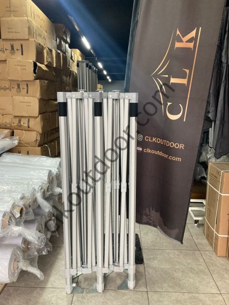 CLK 3x6 52mm Kalın Alüminyum Katlanabilir Tente Gazebo Çadır 3 Yan Kapalı Açık Gri
