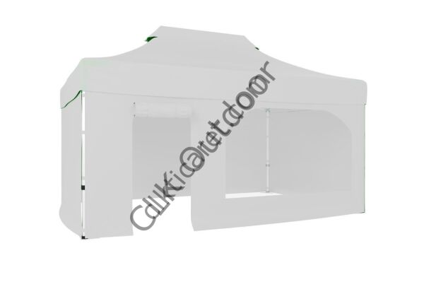 CLK 2x3 40 mm Katlanabilir Tente Gazebo Çadır Gazebo Çadır 3 Yan Kapalı 1 Yan Kapı ve Pencereli Beyaz