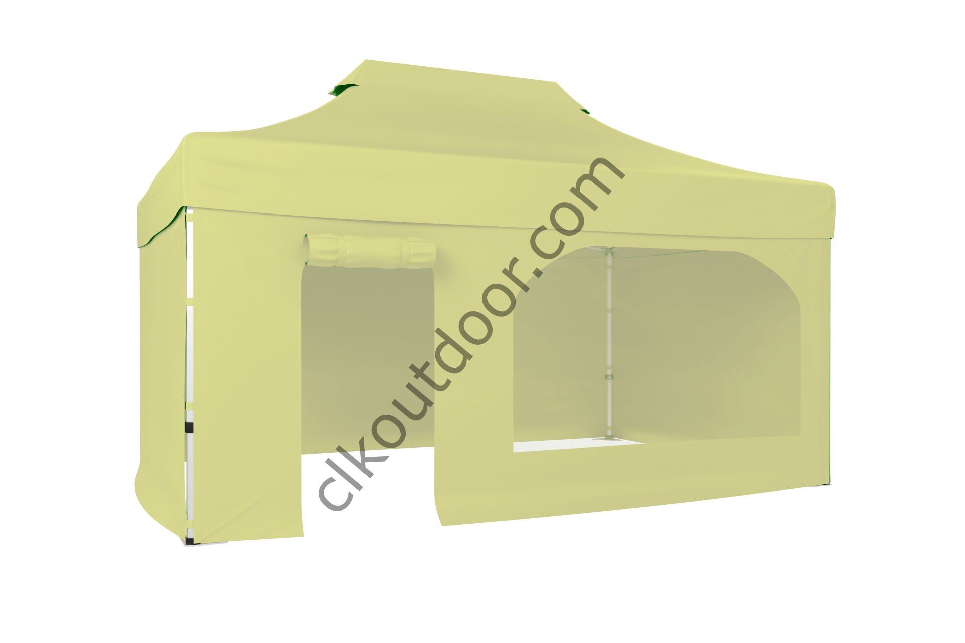 CLK 4x6 40 mm Katlanabilir Tente Gazebo Çadır Gazebo Çadır 3 Yan Kapalı 1 Yan Kapı ve Pencereli Bej