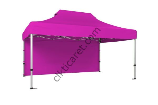 CLK 3x4,5 40mm Alüminyum Katlanabilir Tente Gazebo Çadır 1 Kenar Kapalı Pembe