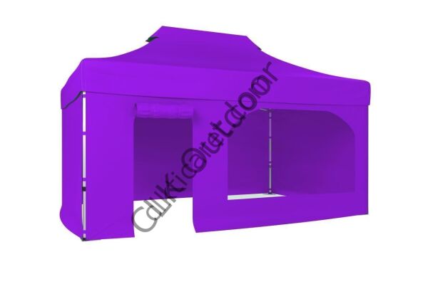 CLK 2x3 40 mm Katlanabilir Tente Gazebo Çadır Gazebo Çadır 3 Yan Kapalı 1 Yan Kapı ve Pencereli Lila