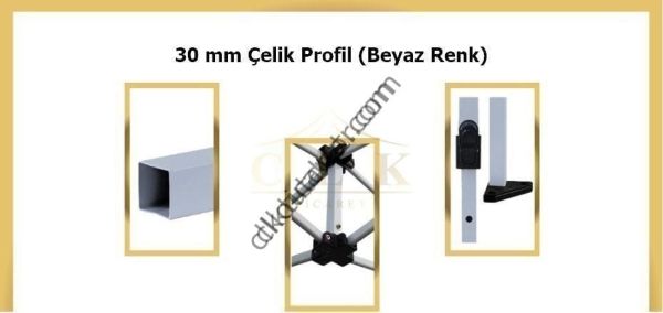 CLK 4x6 40 mm Katlanabilir Tente Gazebo Çadır Gazebo Çadır 1 Tam Duvar 3 Yarım Duvar Açık Yeşil