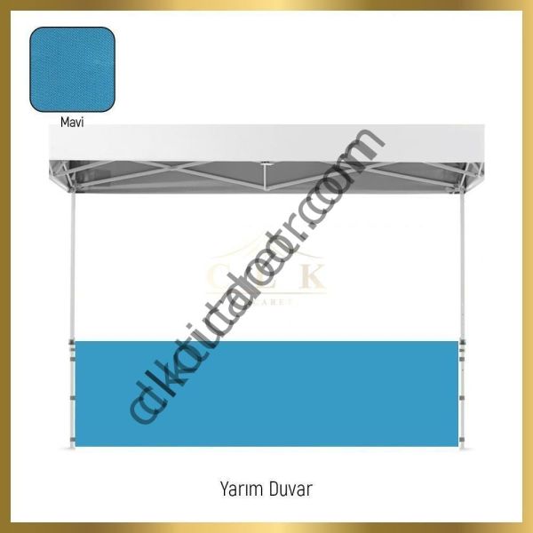 CLK 4x6 40 mm Katlanabilir Tente Gazebo Çadır Gazebo Çadır 1 Tam Duvar 3 Yarım Duvar Açık Mavi (Turkuaz)