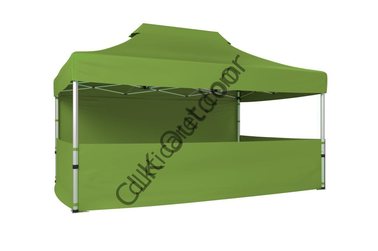 CLK 2x3 40 mm Katlanabilir Tente Gazebo Çadır Gazebo Çadır 1 Tam Duvar 3 Yarım Duvar Haki Askeri Yeşil
