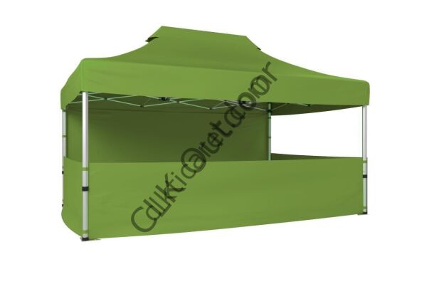 CLK 2x3 40 mm Katlanabilir Tente Gazebo Çadır Gazebo Çadır 1 Tam Duvar 3 Yarım Duvar Haki Askeri Yeşil