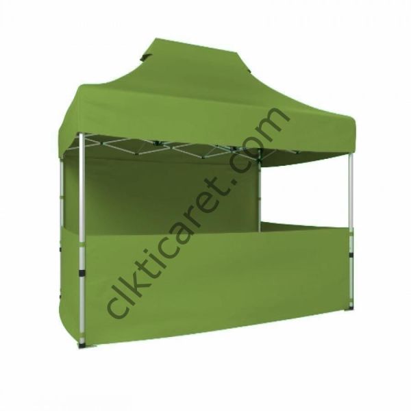 CLK 2x3 40mm Alüminyum Katlanabilir Tente Gazebo Çadır 3 Kenar Yarım 1 Tam Duvar Haki Askeri Yeşil