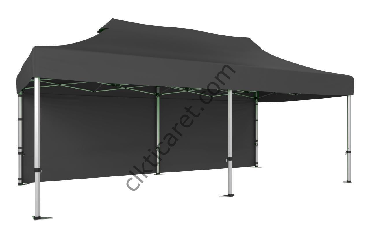 CLK 3x6 52mm Kalın Alüminyum Katlanabilir Portatif Tente Gazebo Çadır Arkası Kapalı Gri