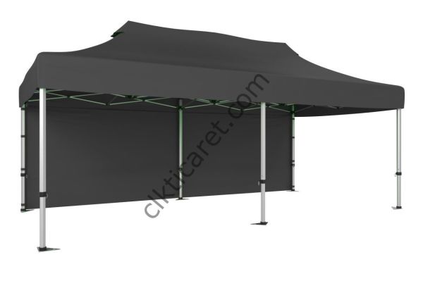 CLK 3x6 52mm Kalın Alüminyum Katlanabilir Portatif Tente Gazebo Çadır Arkası Kapalı Gri